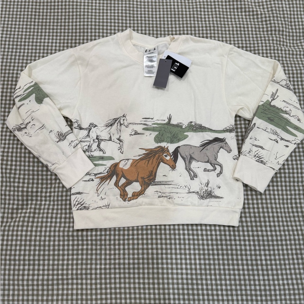 Cream Horse Print Sweater
